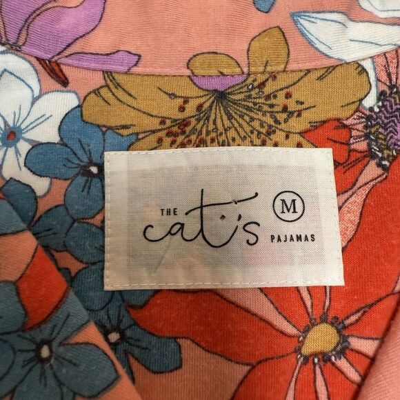 The Cats Pajamas M Floral Here Comes The Sun Button Down PJ Sleep Top Shirt - Picture 9 of 10
